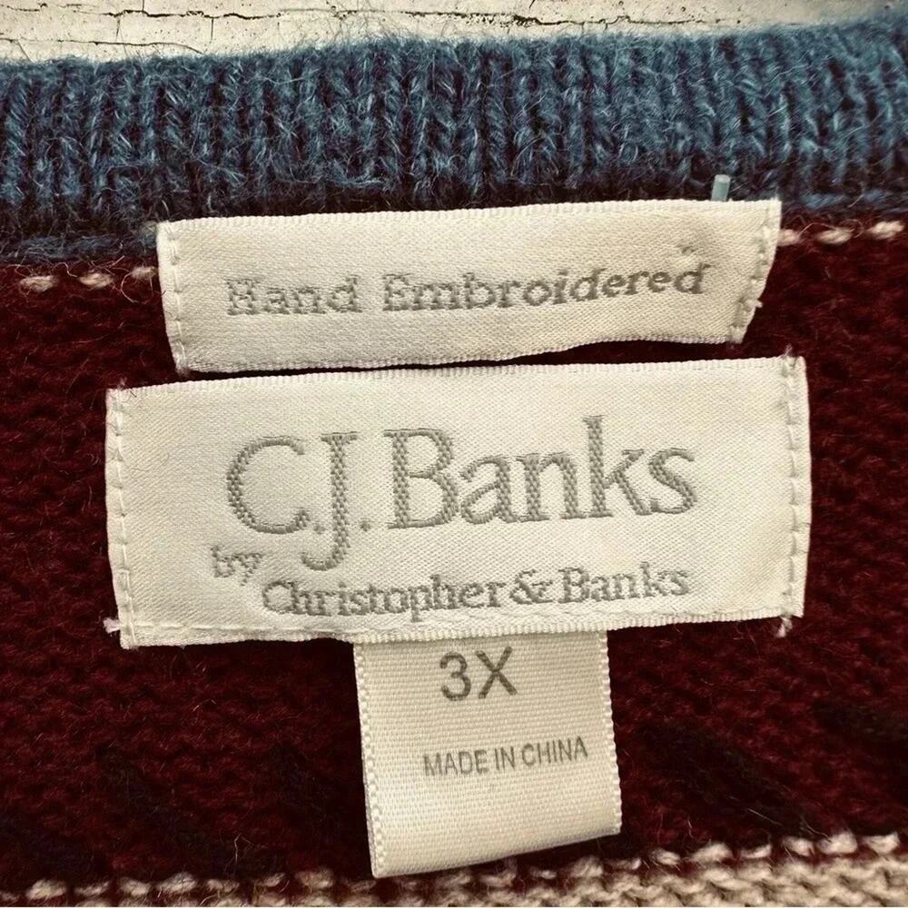 C.J.BANKS Womens Sweater Vest patriotic knit cottagecore art to wear plus size - Picture 3 of 3